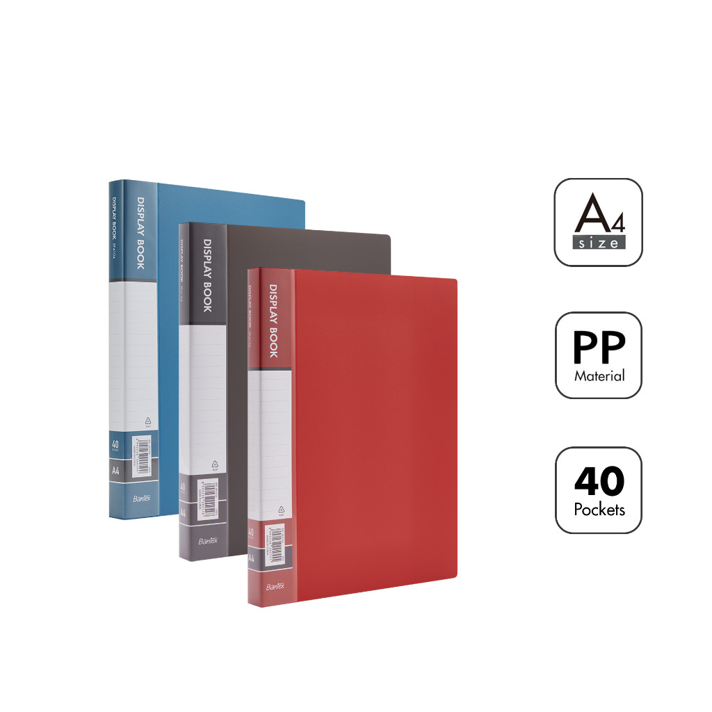 

[Stationery Spectrum] Bantex Display Book / Clear Holder A4 40 Pocket Bahan PP Anti-Static Warna Klasik BF4104