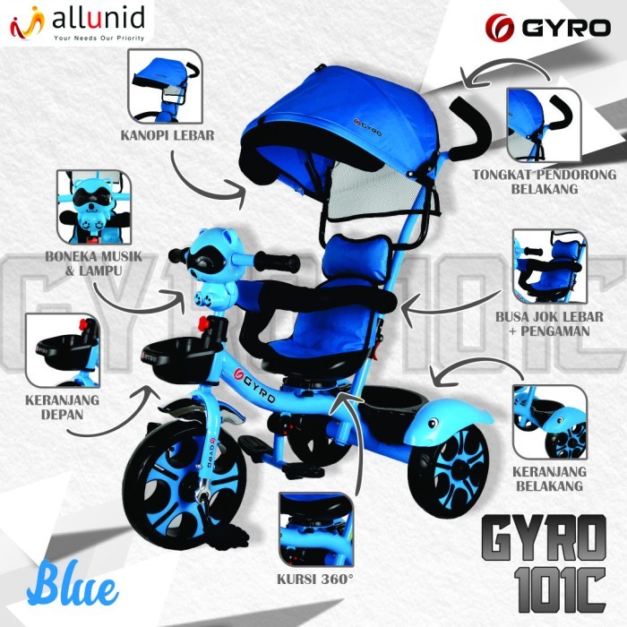 Sepeda Stroler Anak Roda Tiga Gyro 101C
