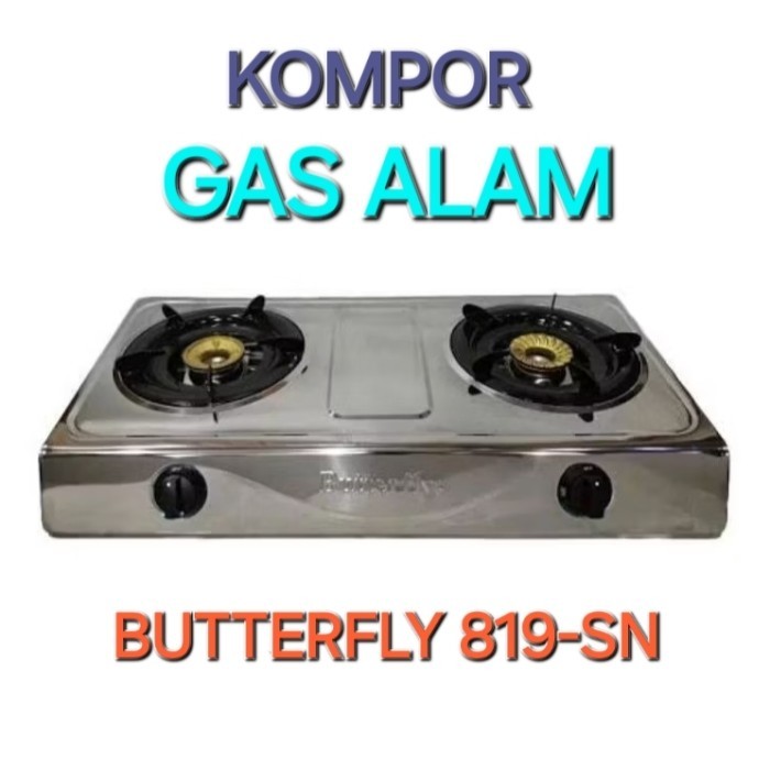 Kompor Gas Alam PGN (Gas Alam) Butterfly 819-GA Full Stainless Steel SNI