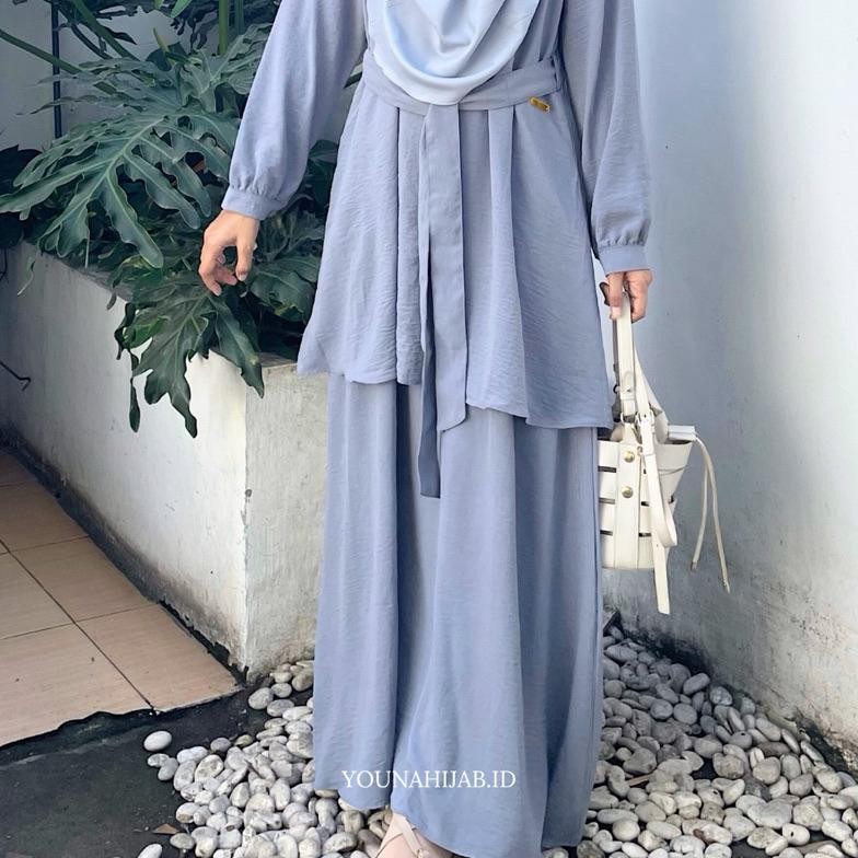 df-8 YOUNAHIJAB - RAYYA Dress Gamis Crinkle Malaysia Wanita Muslimah M - XL Termurah