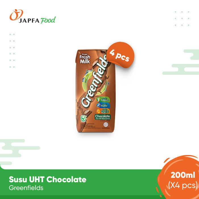 

Greenfields Susu UHT Chocolate 200ml - Isi 4 pcs - 100% Fresh Milk dari Greenfields Farm