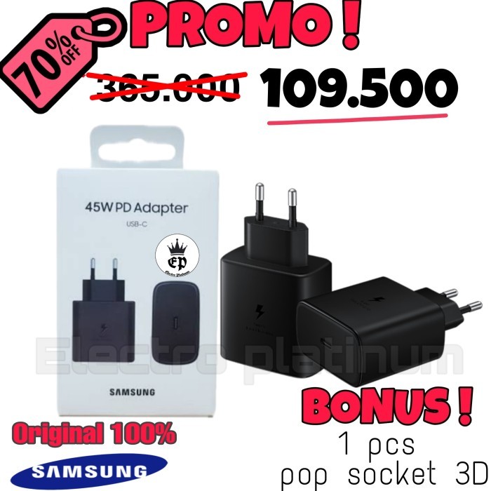 Travel Adapter Samsung 45 Watt Super Fast Charging Kepala Charger 45W