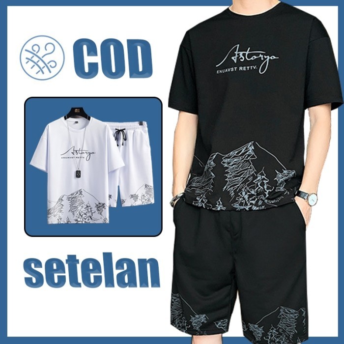 TERLARIS BAJU SETELAN PRIA KOREA SETELAN KAOS PRIA BAJU 1 SET PRIA BAJU CELANA PRIA 1 SET ONE SET