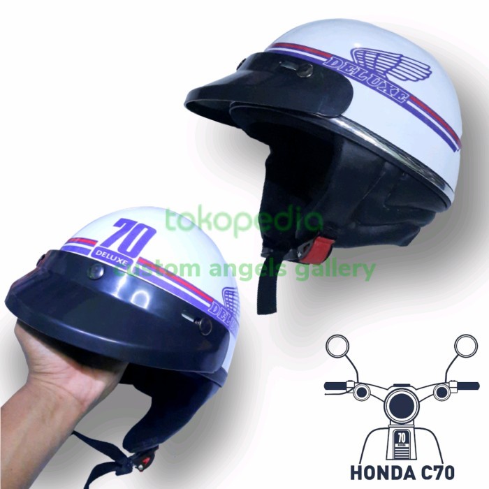 

CUCI GUDANG Helm chips retro C70 lis chrome sni free packing