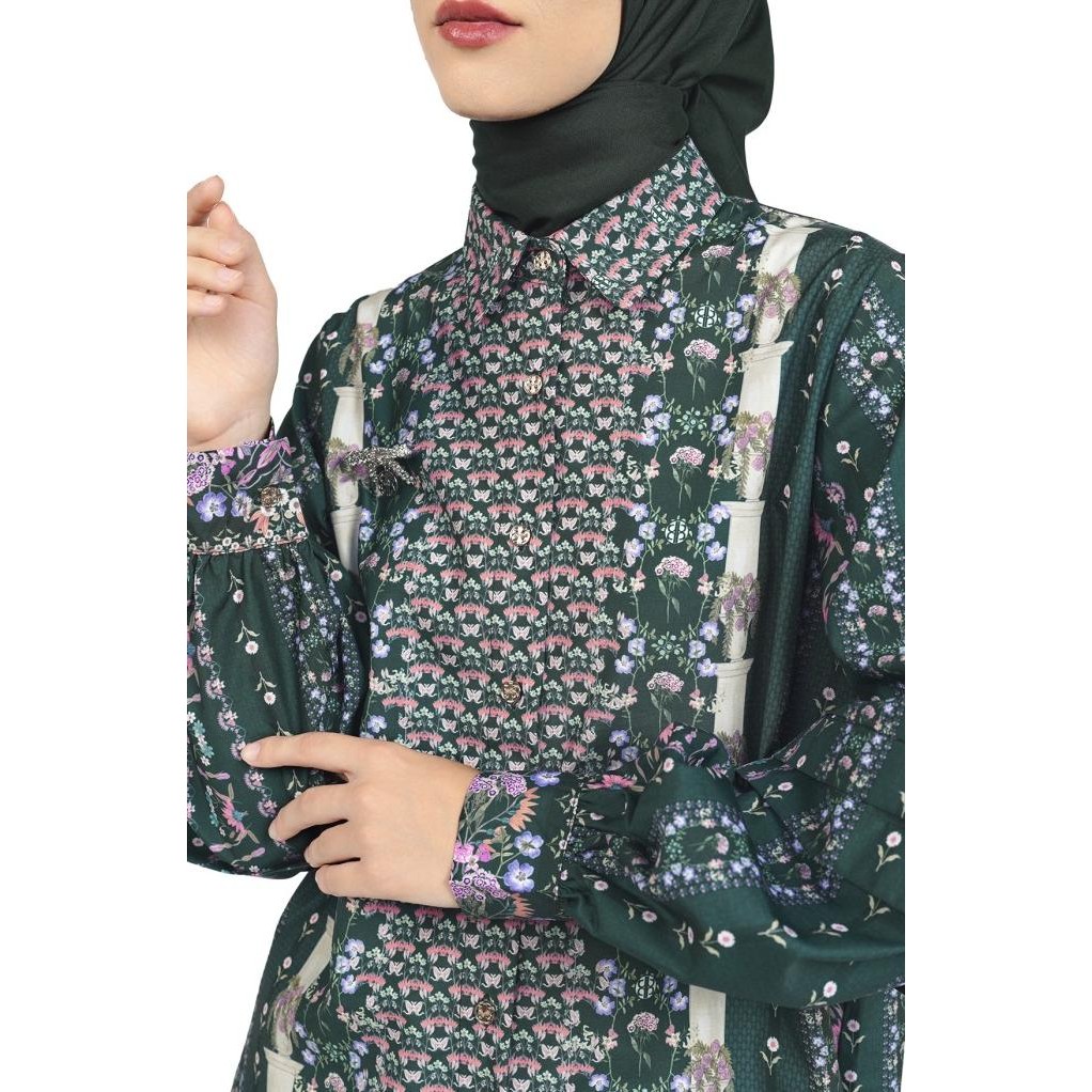 NADA PUSPITA - LA DOLCE VITA PLEATED SLEEVE SHIRT - EMERALD GAMIS LEBARAN 2025 ABAYA MUKENA BUSANA M
