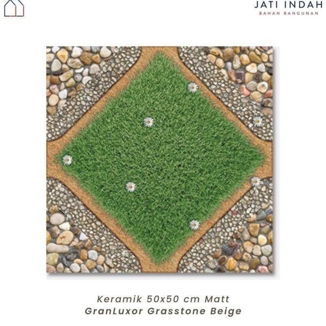 Keramik Lantai Motif Batu Rumput Emboss Matt 50x50 Granluxor Grasstone GOL