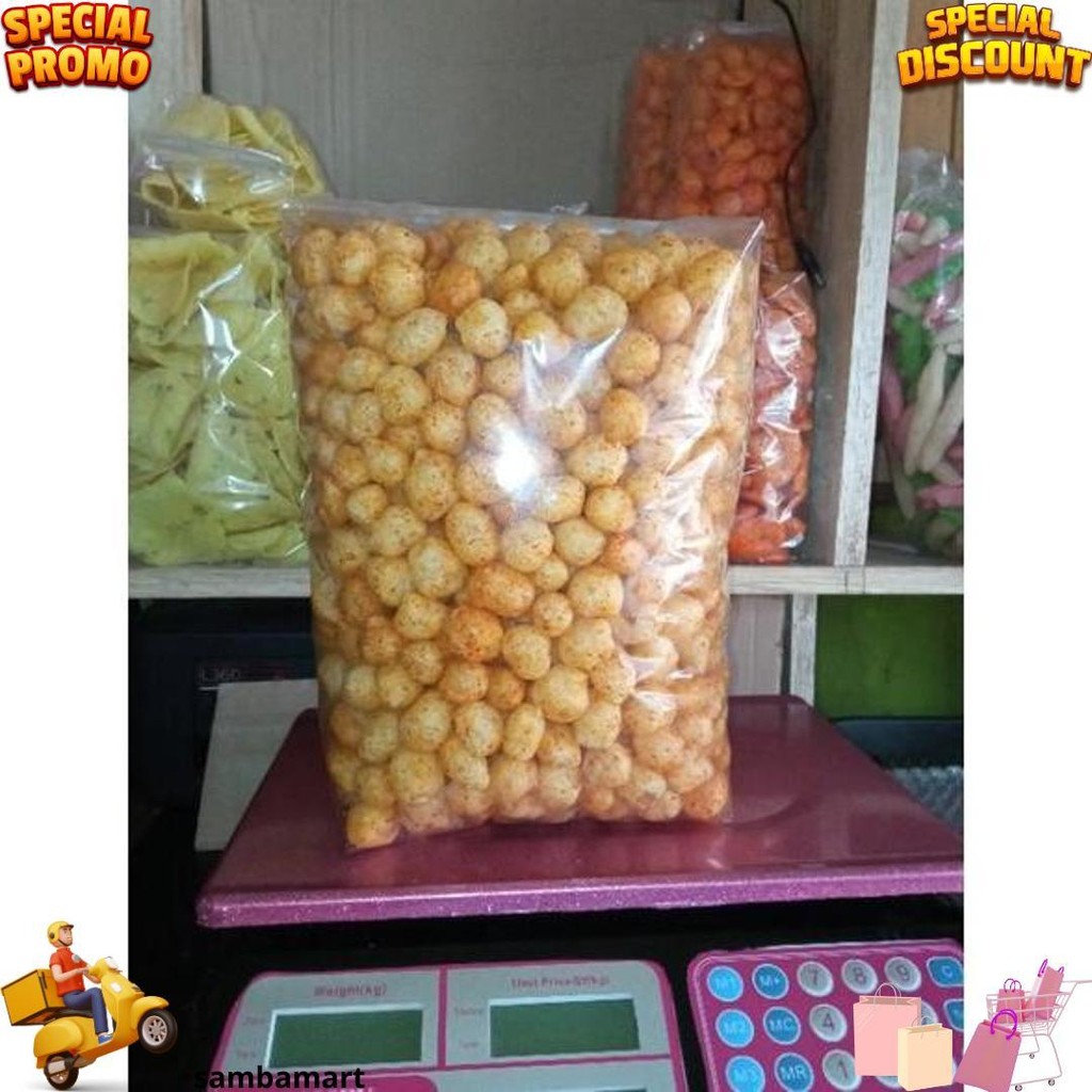 

Endog Lewo Emplod Lewo Original & Pedas 1Kg, Cimol Kering Pedas Balado Daun Jeruk, Cemilan Khas Garut. D Promo 3.3