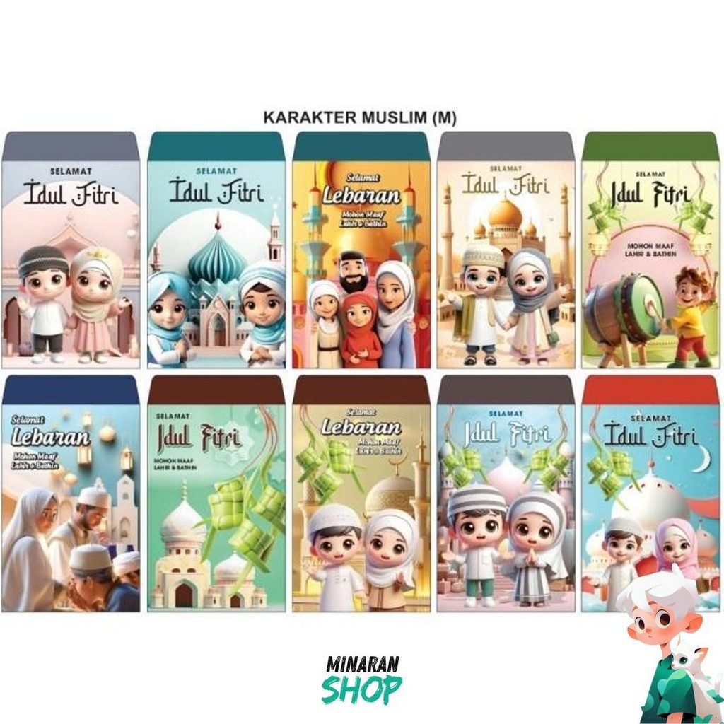 

Ampau / Amplop Lebaran Kartun Muslim Medium 11X7Cm 100 Lembar - Mixkartunmslim Promo