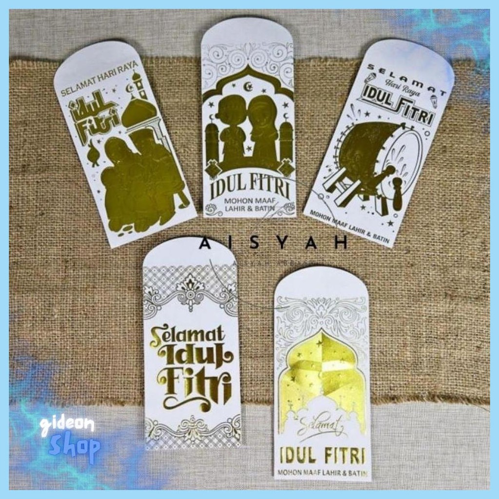 

50 Lembar Amplop Lebaran Idulfitri Premium Timbul Poly Embos Gold Ukuran Panjang Cod