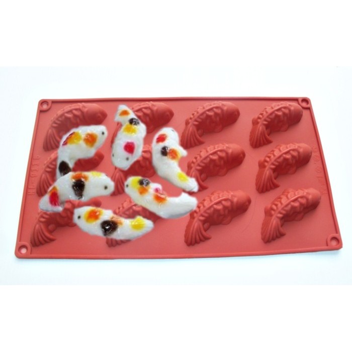 Cetakan Silikon Coklat Es Puding Silicone Ikan Mas Koi 12 Pcs