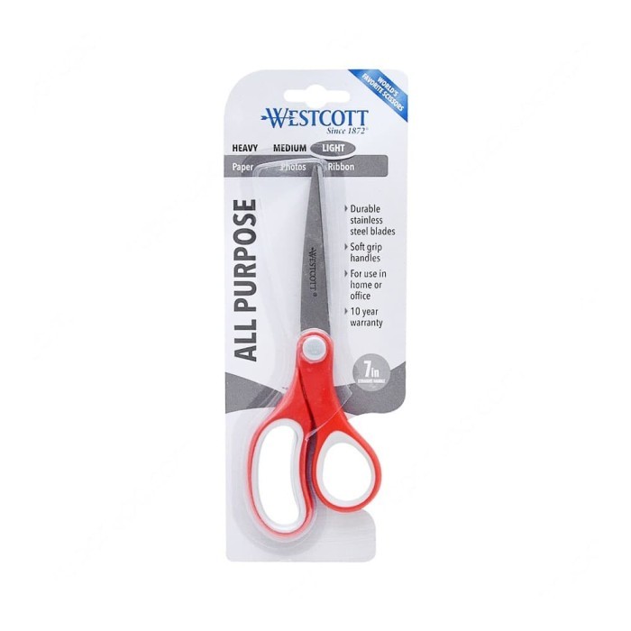 

WESTCOTT All Purpose 7 inch Red Soft Grip Scissors