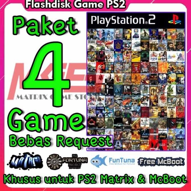 PAKET 4 GAME FLASHDISK GAME PS2 PS 2 MATRIX MCBOOT BEBAS REQUEST