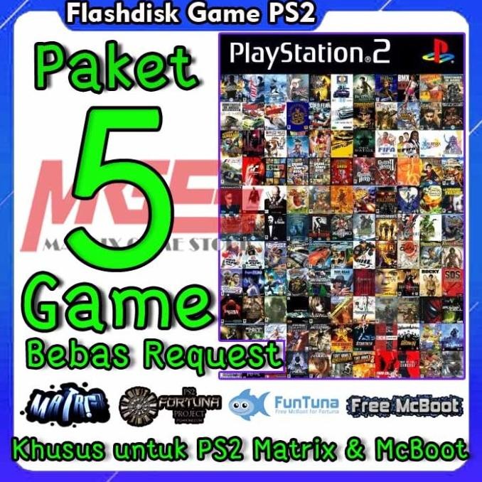 PAKET 5 GAME FLASHDISK GAME PS2 PS 2 MATRIX MCBOOT BEBAS REQUEST