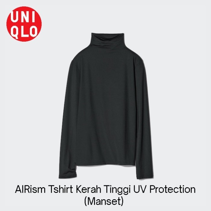Women Tshirt Kaos Manset Airism Uv Protection High Turtle Neck Uniqlo