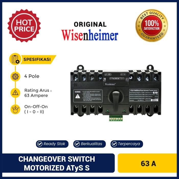 Change Over Switch 4P 63A Motorized ATyS Ohm Saklar 63 A Wisenheimer