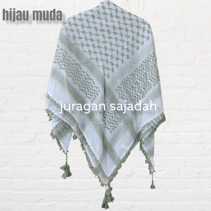 Sorban sorban india motif arafat - hijau muda panjang motif halus