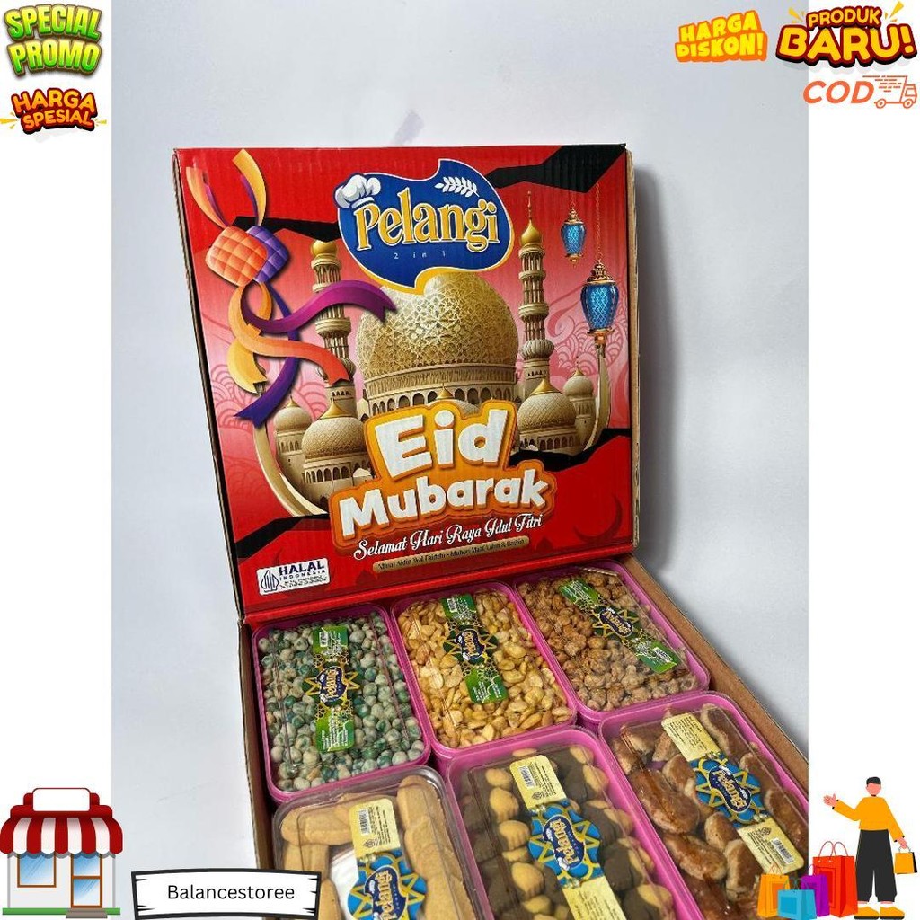 

Paket Kue Isi 6 Toples Pelangi | Hampers Lebaran | Paket Kacang Murah Kue Murah D Best Seller