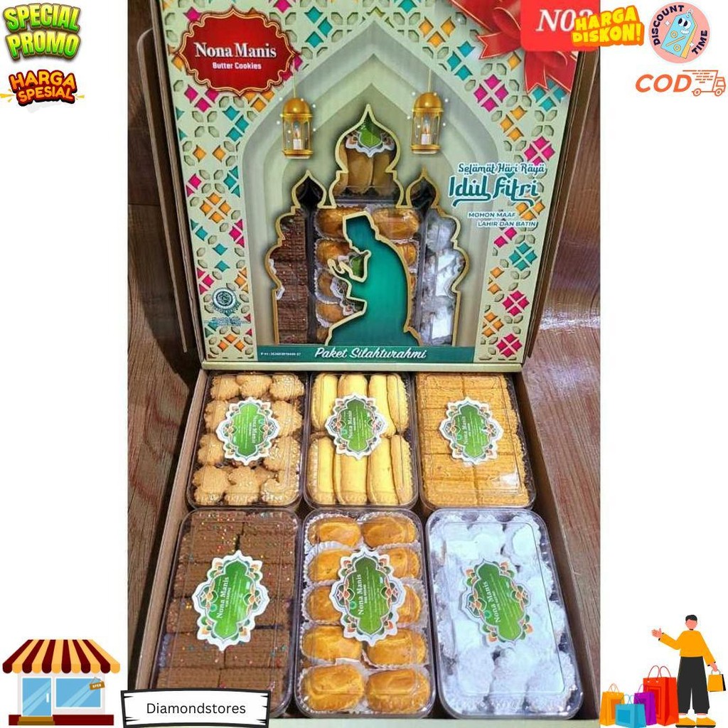 

Apazada - Kue Kering Lebaran Nona Manis Silahturahmi Halal / Hampers Kue Lebaran Paket 6 Toples Murah Enak Terbaru D Cod
