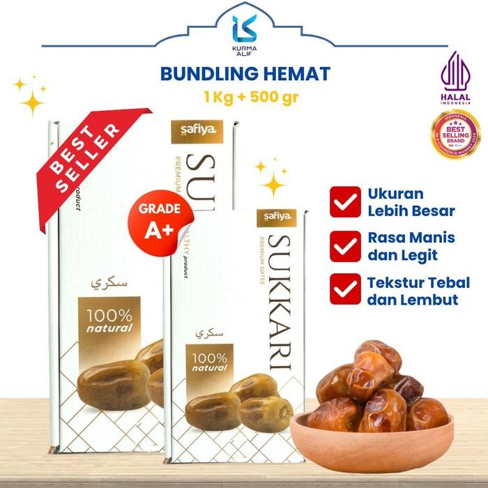 

[PROMO HEMAT] Kurma Sukari Safiya 1 Kg + 500 gr Kurma Lumer Legit Oleh Oleh Haji Umroh