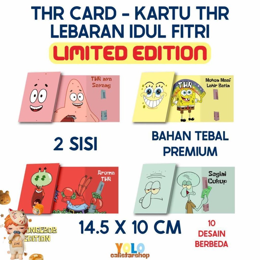 

Amplop Kartu Thr / Thr Card / Kartu Amplop Lebaran Idul Fitri / Kartu Amplop Lucu / Kartu Amplop Viral Spongebob Edisi (Limited Edition) Diskon