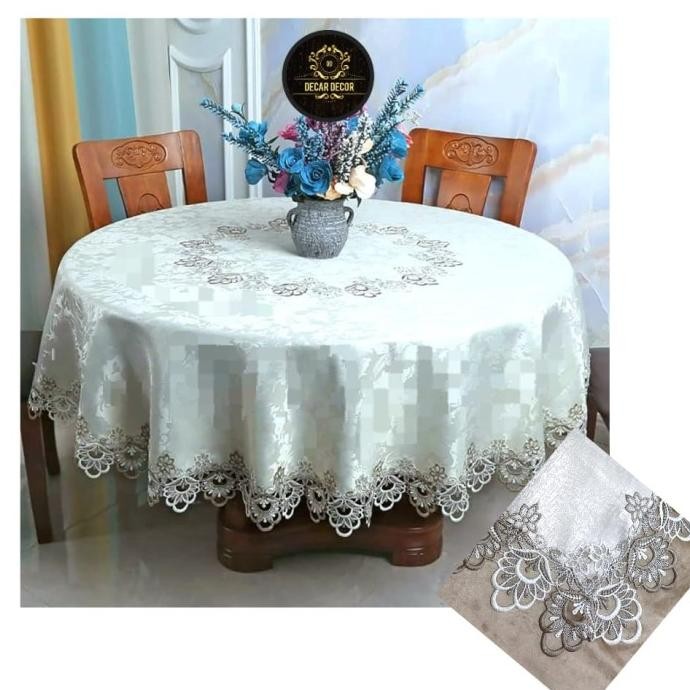 taplak makan bulat 4 kursi - taplak meja bulat 120 cm