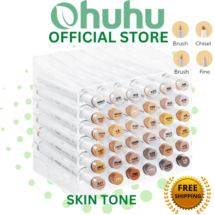 

Ohuhu Brush Markers Skin Tone/Fine Brush & Chisel 24/36 Warna Kulit Dengan 1 Blender Spidol Alkohol |OWnQQdDC|