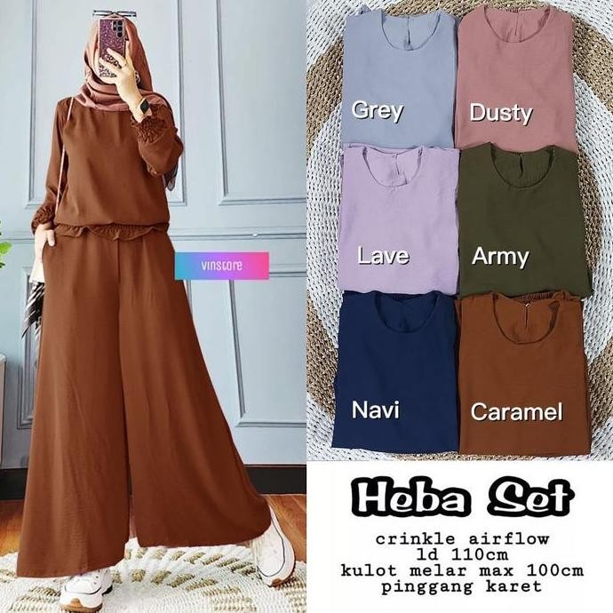 Heba Set / Setelan Wanita Kulot One Set Crinkle Blouse Wanita / 555-7217