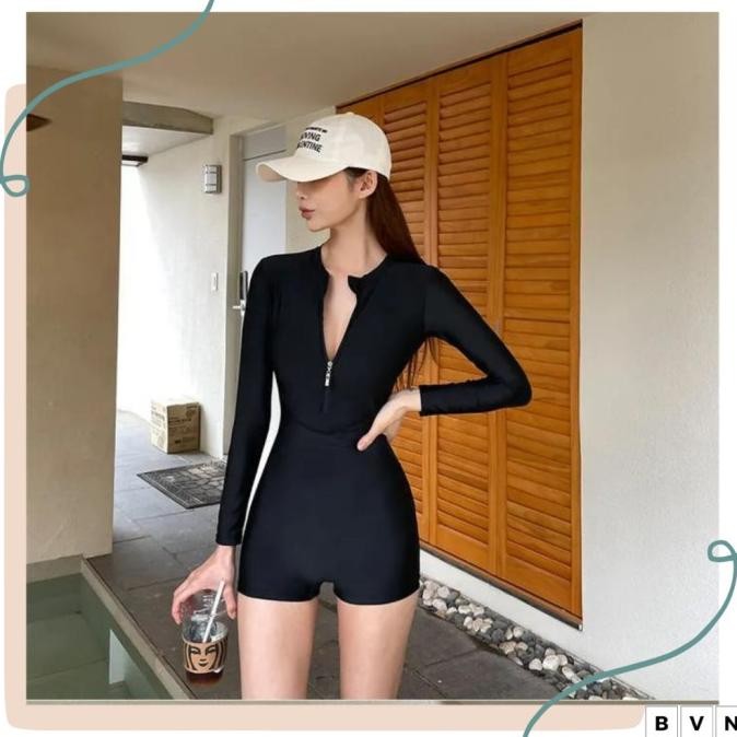 BVN Swimsuit Baju Renang Diving Lengan Panjang Wanita Women One piece Terlaris