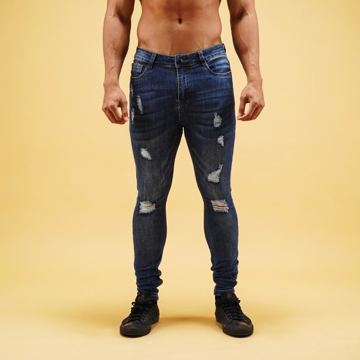 NEVERES Ripped Stretch Tech Jeans