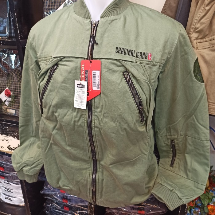 CARDINAL New Jaket Bomber Original Hijau Risleting CAJAR472