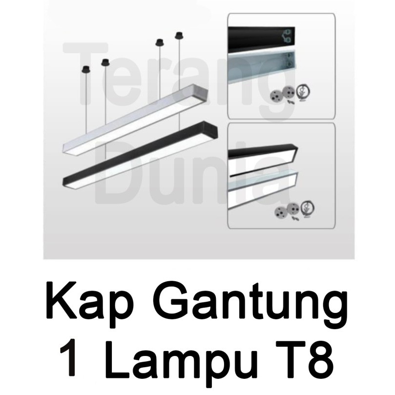MURAH Kap Lampu TL Gantung Single Kap Balok Neon LED Lampu Gantung Neon Balo