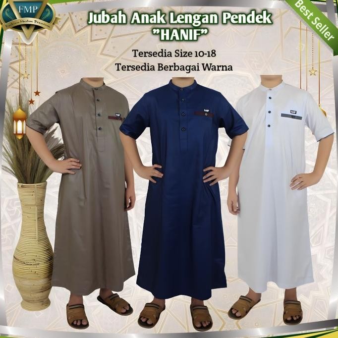 Baju Jubah Gamis Pria Anak anak Lengan Pendek Muslim Polos Putih Hitam