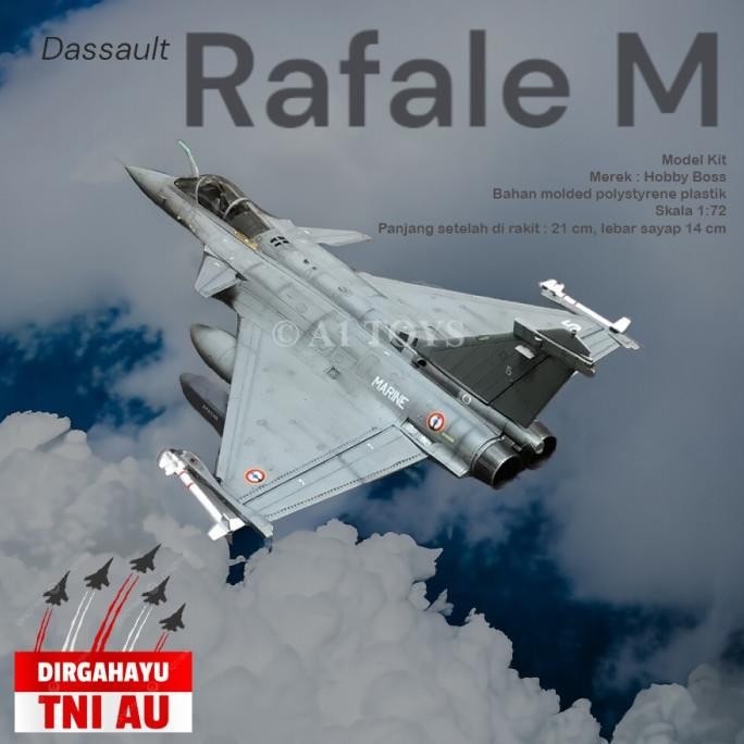 Model Kit miniatur pesawat Dassault Rafale M Hobby Boss 21 cm 1:72