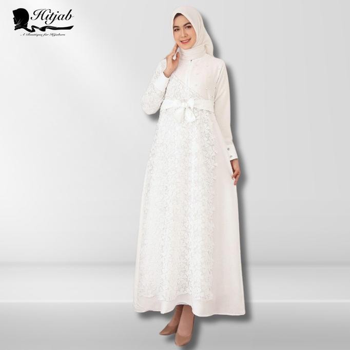 BEST SELLER GAMIS PUTIH GAMIS BRUKAT BROKAT GAMIS POLOS 8361
