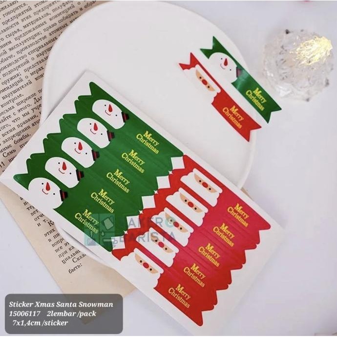 

Produk Unggulan] Sticker xmas santa snowman christmas stiker tempelan toples box kue