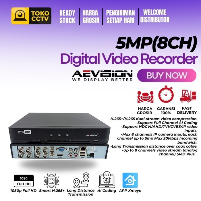 DVR AEVISION 8CH HS-BH3008VH XMEYE 5MP