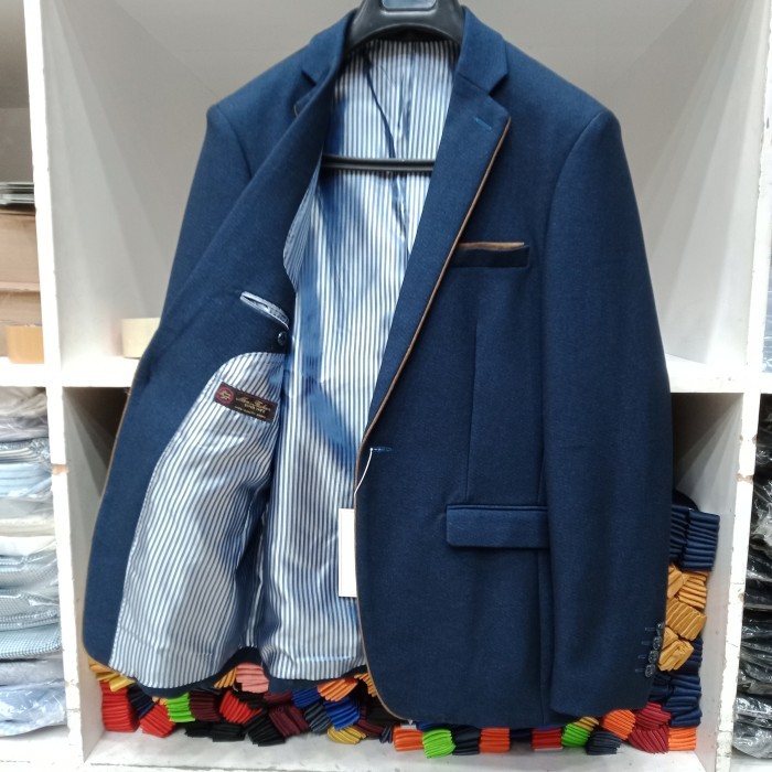 jas pria slim fit casual blazer pria biru import berkualitas