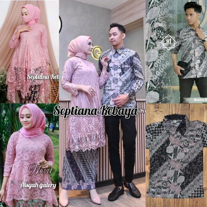 set couple kebaya dusty Pink lamaran wisuda kebaya tunangan couple batik ~ kebaya modern tunik