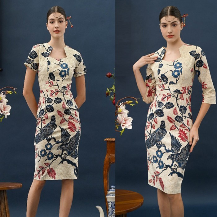 Evercloth Venza Long Dress Wanita Batik Couple Modern Dress Batik