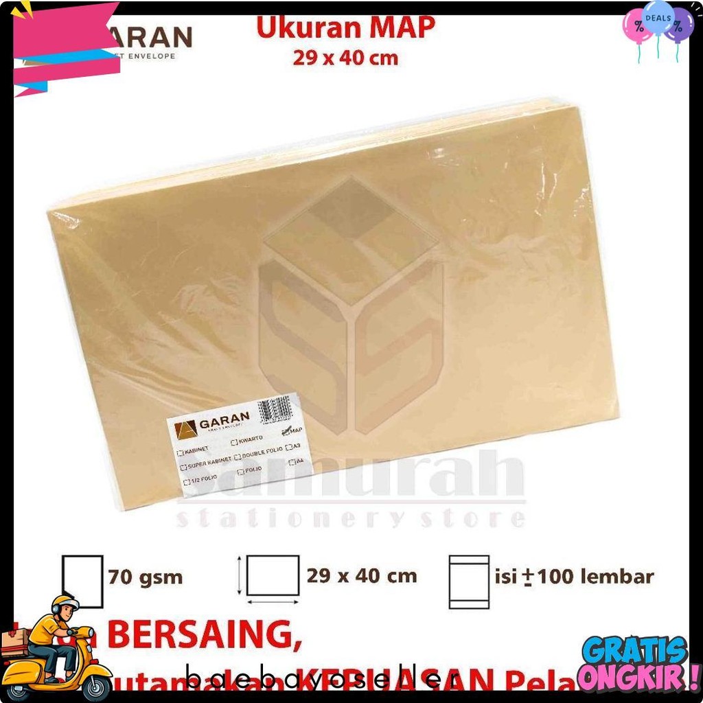 

Amplop Kertas Coklat Garan Ukuran Map 29 X 40 Cm / Amplop Dokumen Besar 1 Pak Isi 100 Lembar Tebal 70 Gsm / Gram 29X40 Terlengkap Dan Termurah