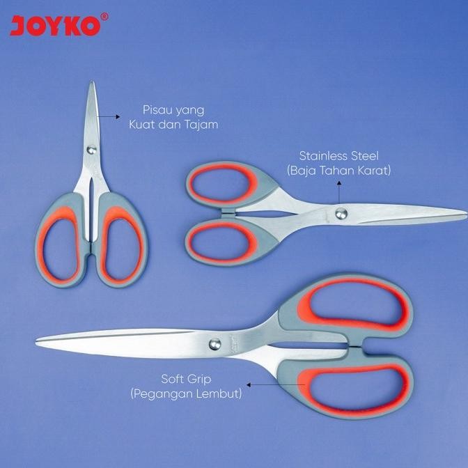 

Joyko Scissor SOFT GRIP STAINLESS / Gunting Joyko Ketas Kain Kardus