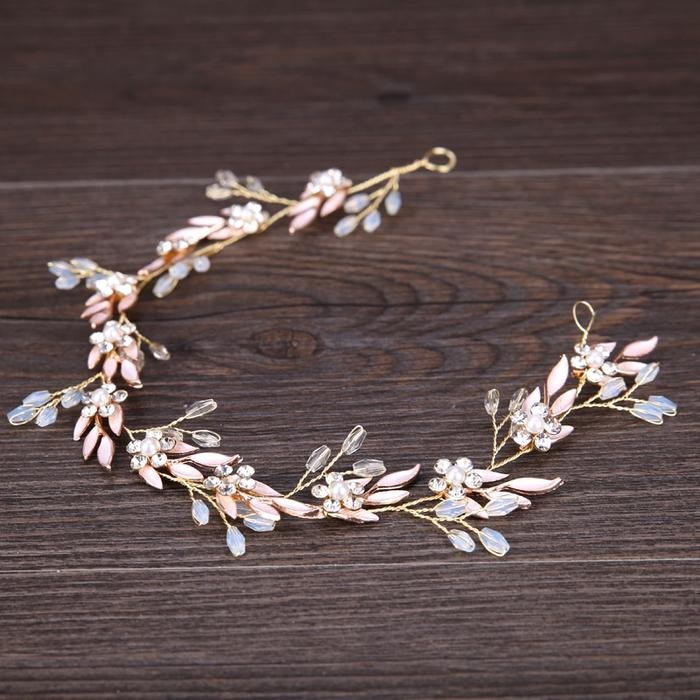 Headpiece Rambat - Headpiece Lentur Pengantin - Headpiece Mutiara Daun - Hiasan Hijab