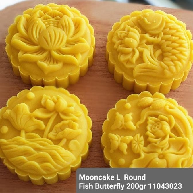 langsung order saja] cetakan Mooncake mould L 200g Bulat fish butterfly Round moon cake