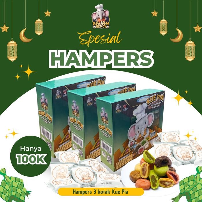 

[COD] Gajah Gemoy Hampers Lebaran [Food] Kue Pia 3 Box Rasa Random
