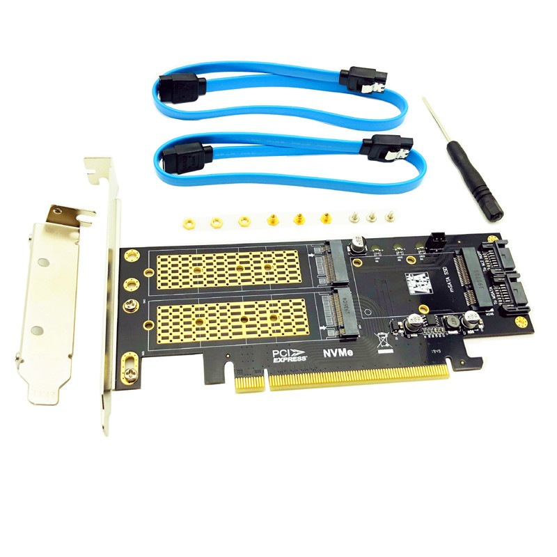 NEPTTUNUS 3 in 1 NGFF and mSATA SSD Adapter Card M.2 NVME to PCIe 16X/M.2 SATA SSD to SATA III/mSATA