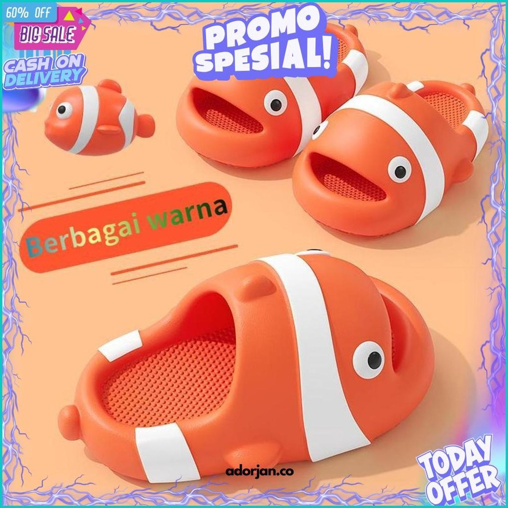 Greenland Sendal Karet Anak Sendal Selop Anak Lucu Karakter Elmo Sendal Karet Anti Slip Sandal Anak 
