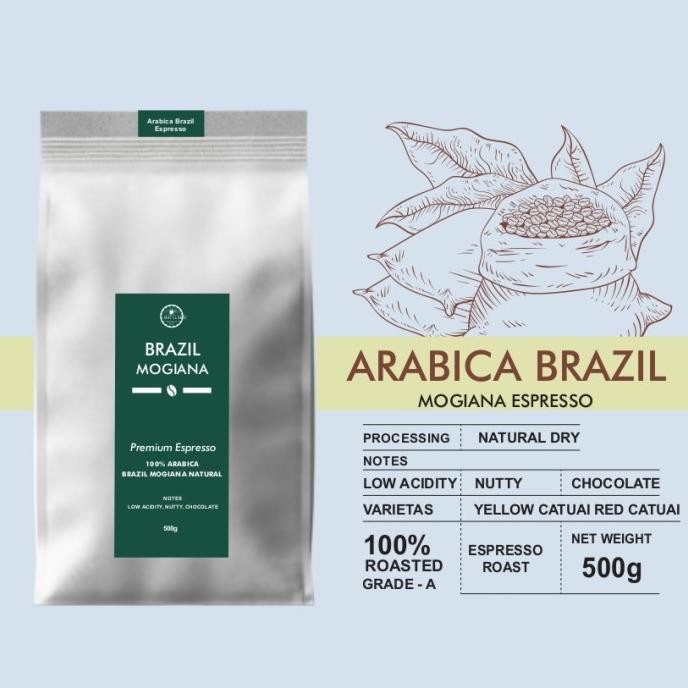 

Kopi Arabica Brazil Espresso Coffee Beans 500g