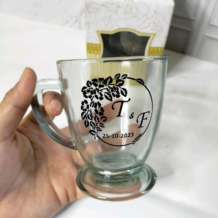 Souvenir Pernikahan Murah - 50 Gelas Piala Kemasan Bonus Custom Nama Kitchenware Kaca