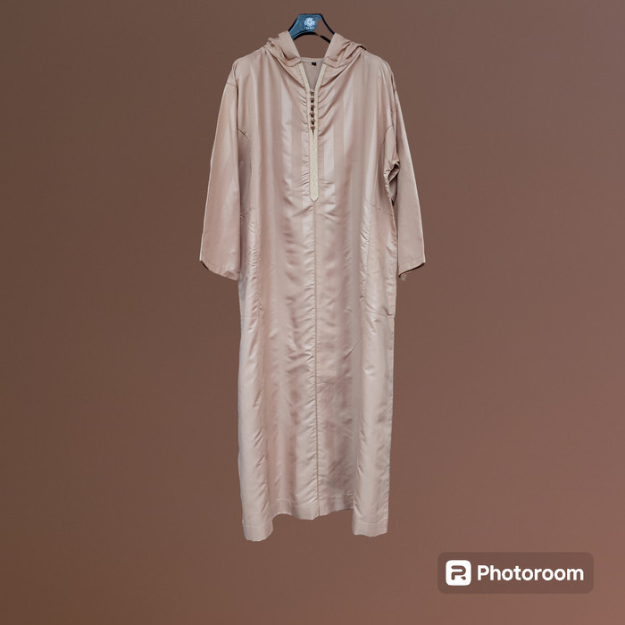 Gamis Hoodie/Kapucong/ Djellaba Maroko/Jalabah Jubah Polycotton Coklat Susu Terlaris Best Quality