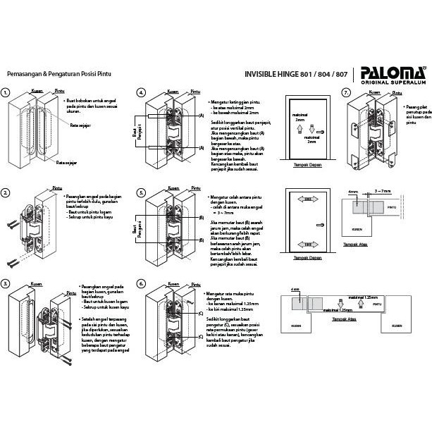 Engsel Hinge Paloma Concealed P40 Na #Engsel Tanam Pintu / Ihp 801 Original Dan Terpercaya